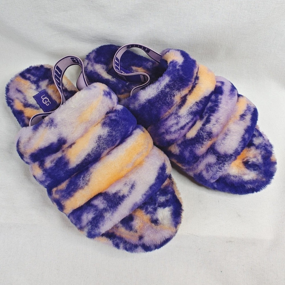 UGG Fluff Yeah Slide Slipper 11 Purple Orange Marble Violet Night Sandals 42 - Picture 2 of 11